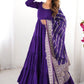Classic Dark Purple Chanderi Silk Anarkali Suit With Banarasi Silk Dupatta