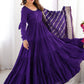 Classic Dark Purple Chanderi Silk Anarkali Suit With Banarasi Silk Dupatta