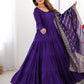 Classic Dark Purple Chanderi Silk Anarkali Suit With Banarasi Silk Dupatta