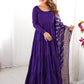 Classic Dark Purple Chanderi Silk Anarkali Suit With Banarasi Silk Dupatta