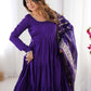 Classic Dark Purple Chanderi Silk Anarkali Suit With Banarasi Silk Dupatta
