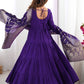 Classic Dark Purple Chanderi Silk Anarkali Suit With Banarasi Silk Dupatta