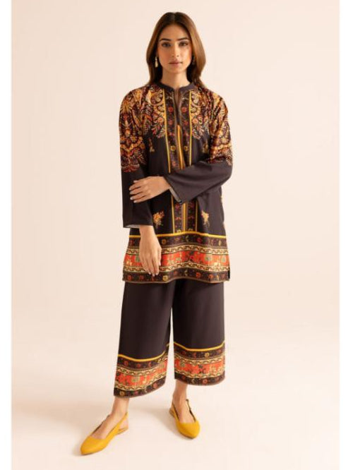 Poly lawn Co Ord Set in Black