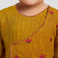 Baby Boy's Mustard Embroidered Cotton Kurta Pyjama Set For Janmashtami