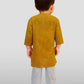 Baby Boy's Mustard Embroidered Cotton Kurta Pyjama Set For Janmashtami