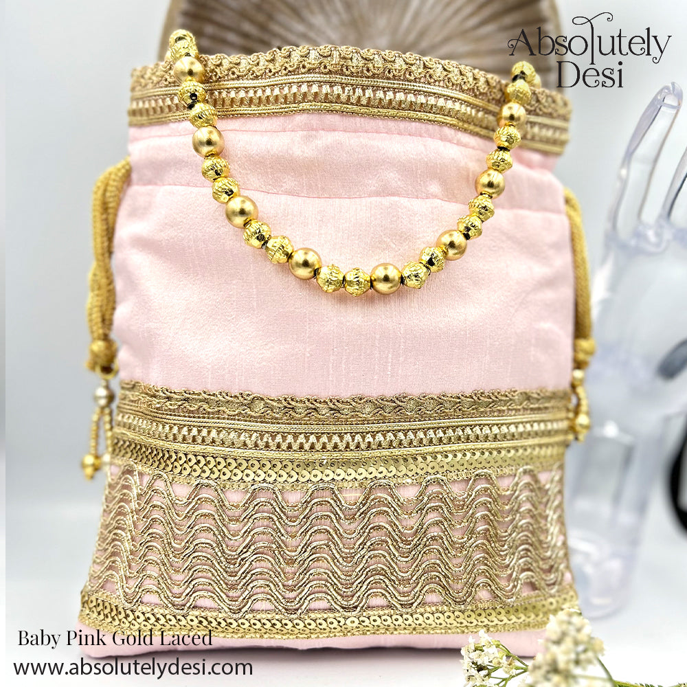 Handmade Golden Laced Wedding Potli