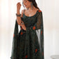 Stunning Green Bandhani Printed Chiffon Mehendi Wear Gown