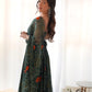 Stunning Green Bandhani Printed Chiffon Mehendi Wear Gown