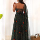 Stunning Green Bandhani Printed Chiffon Mehendi Wear Gown