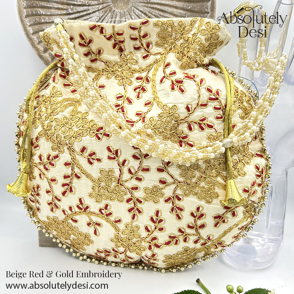 Handmade Gold Embroided Potli