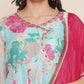 Floral Printed Angrakha Anarkali Kurta & Trousers With Dupatta