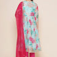 Floral Printed Angrakha Anarkali Kurta & Trousers With Dupatta
