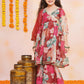 Girls Floral Printed Angrakha Gotta Patti Kurta & Sharara With Dupatta