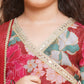 Girls Floral Printed Angrakha Gotta Patti Kurta & Sharara With Dupatta