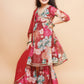 Girls Floral Printed Angrakha Gotta Patti Kurta & Sharara With Dupatta