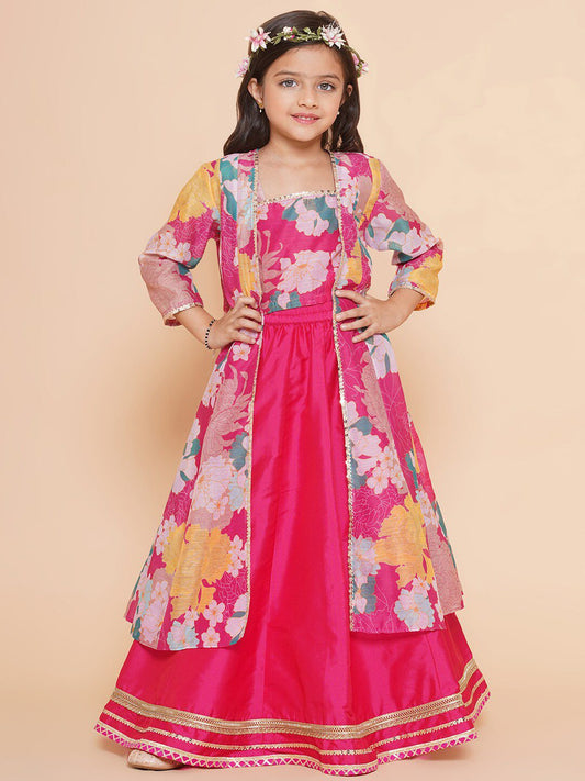 Girls Floral Printed Ready to Wear Lehenga & Blouse With Shrug