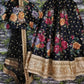 Black Floral Digital Printed Art Silk Bridal Lehenga Choli