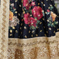 Black Floral Digital Printed Art Silk Bridal Lehenga Choli