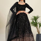 Glamorous Black Sequin Work Velvet Wedding Lehenga Choli