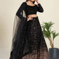Glamorous Black Sequin Work Velvet Wedding Lehenga Choli