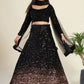 Glamorous Black Sequin Work Velvet Wedding Lehenga Choli
