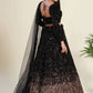 Glamorous Black Sequin Work Velvet Wedding Lehenga Choli