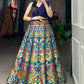 Blue Zari Weaving Silk Indo-Western Crop Top Lehenga