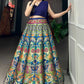 Blue Zari Weaving Silk Indo-Western Crop Top Lehenga