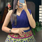 Blue Zari Weaving Silk Indo-Western Crop Top Lehenga