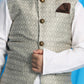 Boy's Beige Woven Jacket With White Kurta And Pyjama Set