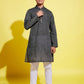 Boy's Black Cotton Kurta And Pyjama Set