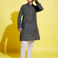 Boy's Black Cotton Kurta And Pyjama Set