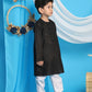 Boy's' Black Kurta And White Pyjama Set