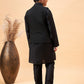 Boy's Black Mirror Work Jacket And Solid Kurta Pyjama Set