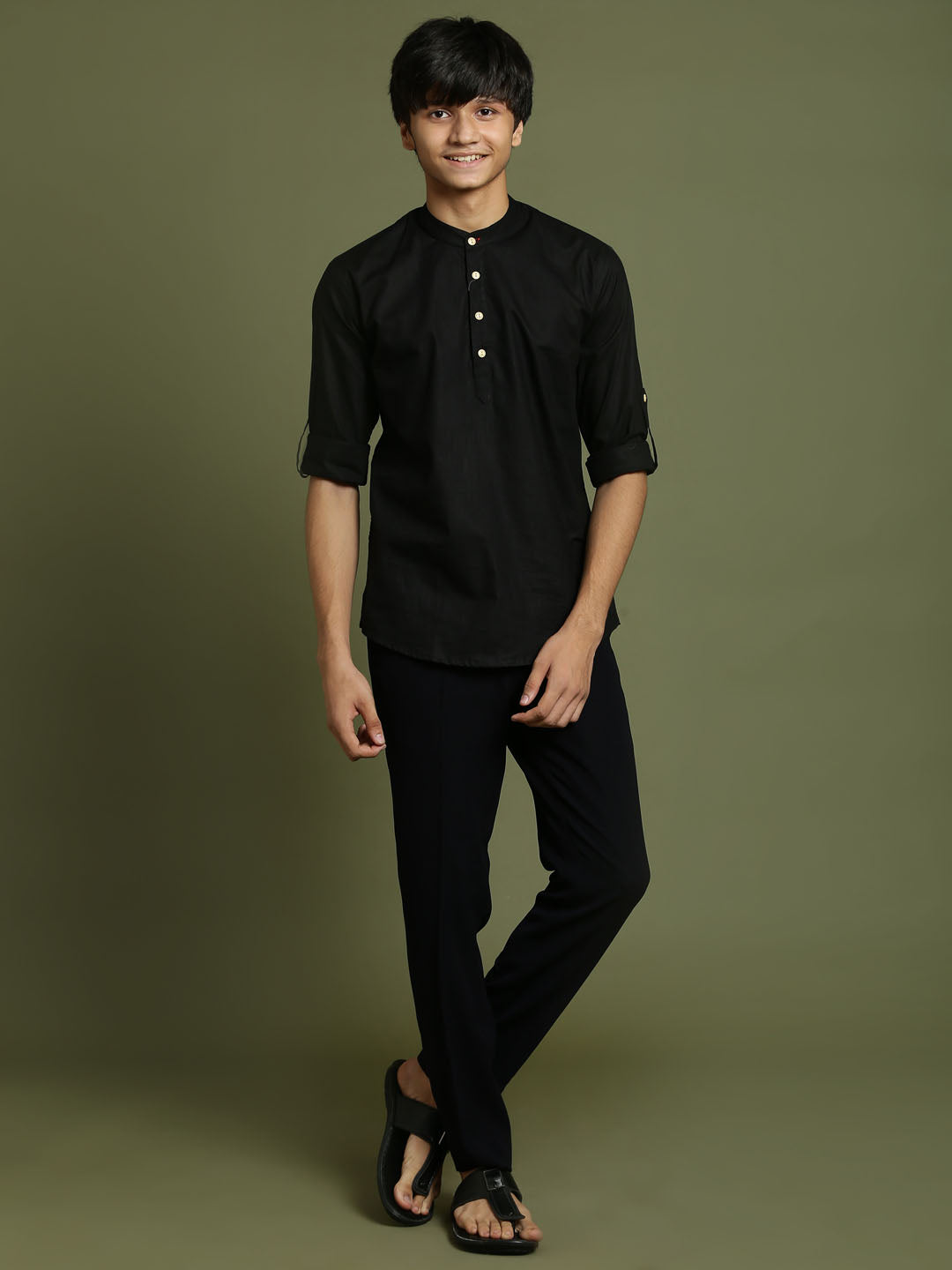 Boy's Black Short Kurta
