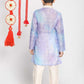 Boy's' Blue And Cream Kurta Pyjama Set