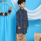 Boy's' Blue Bandhni Print Kurta And Rose Gold Patiala Set