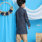 Boy's' Blue Bandhni Print Kurta And Rose Gold Patiala Set