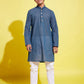 Boy's Blue Cotton Kurta And Pyjama Set