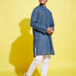 Boy's Blue Cotton Kurta And Pyjama Set