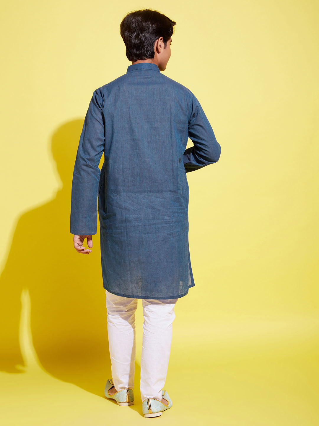 Boy's Blue Cotton Kurta And Pyjama Set