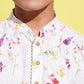 Boy's Cream Base Multi Color Cotton Kurta