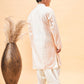 Boy's Cream Embroidered Vertical Mirror Work Kurta With Patiala Set