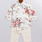 Boy's Cream Floral Printed Angrakha Kurta Pyjama Set