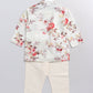 Boy's Cream Floral Printed Angrakha Kurta Pyjama Set