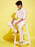 Boy's Cream Kurta With Pyjama Set
