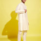 Boy's Cream Kurta With Pyjama Set