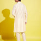 Boy's Cream Kurta With Pyjama Set