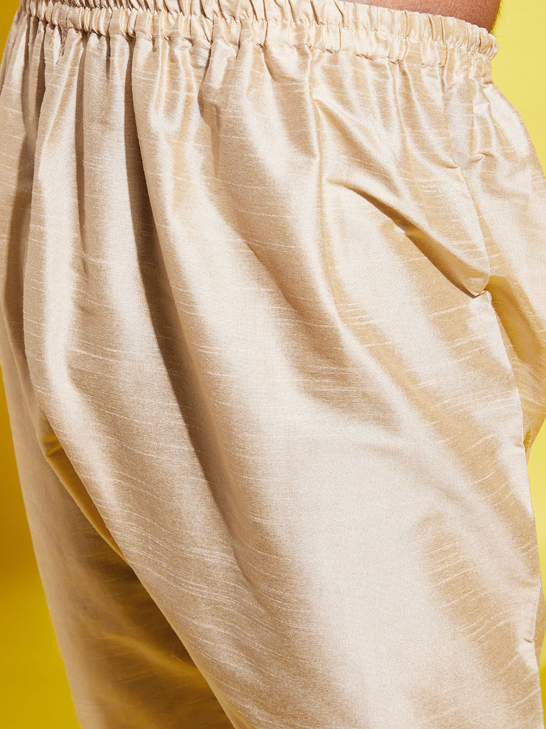 Boy's' Gold Silk Blend Kurta And Pyjama Set