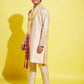 Boy's' Gold Silk Blend Kurta, Pyjama & Dupatta Set